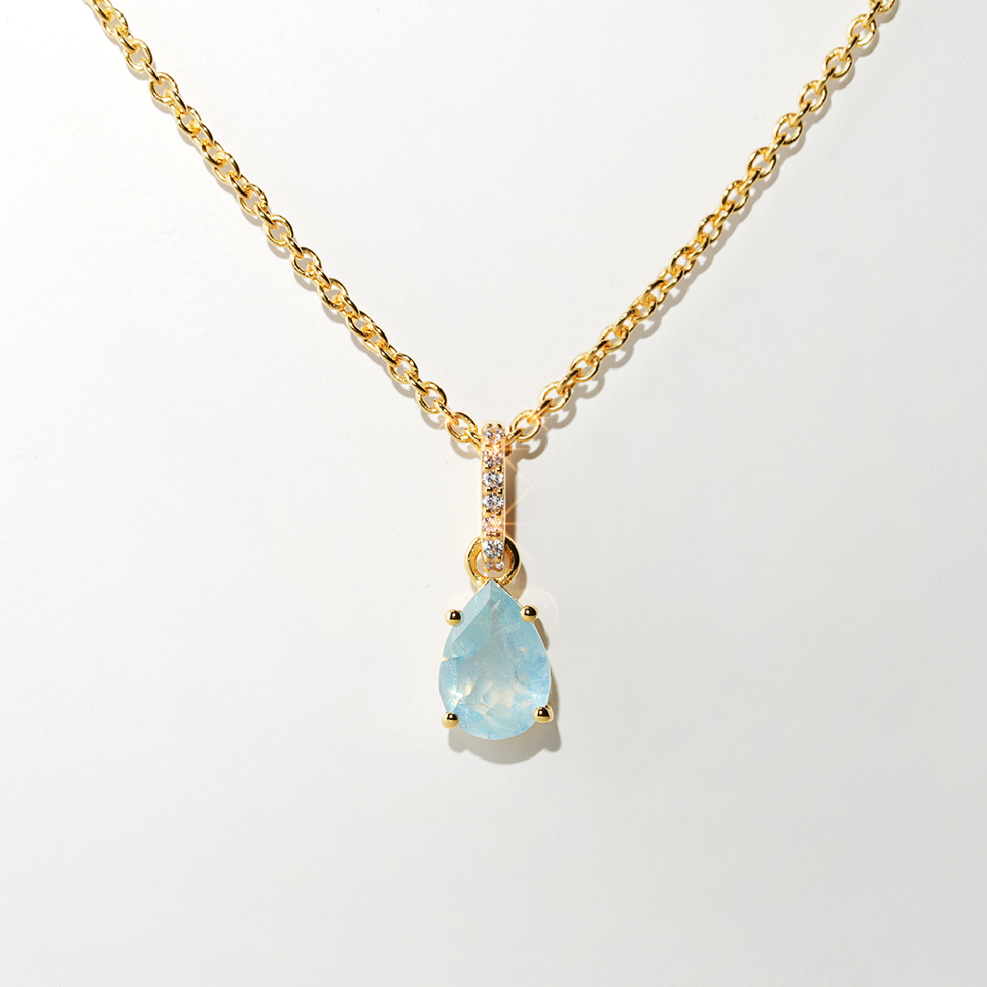 Aquamarine Necklace Spirit- Gold