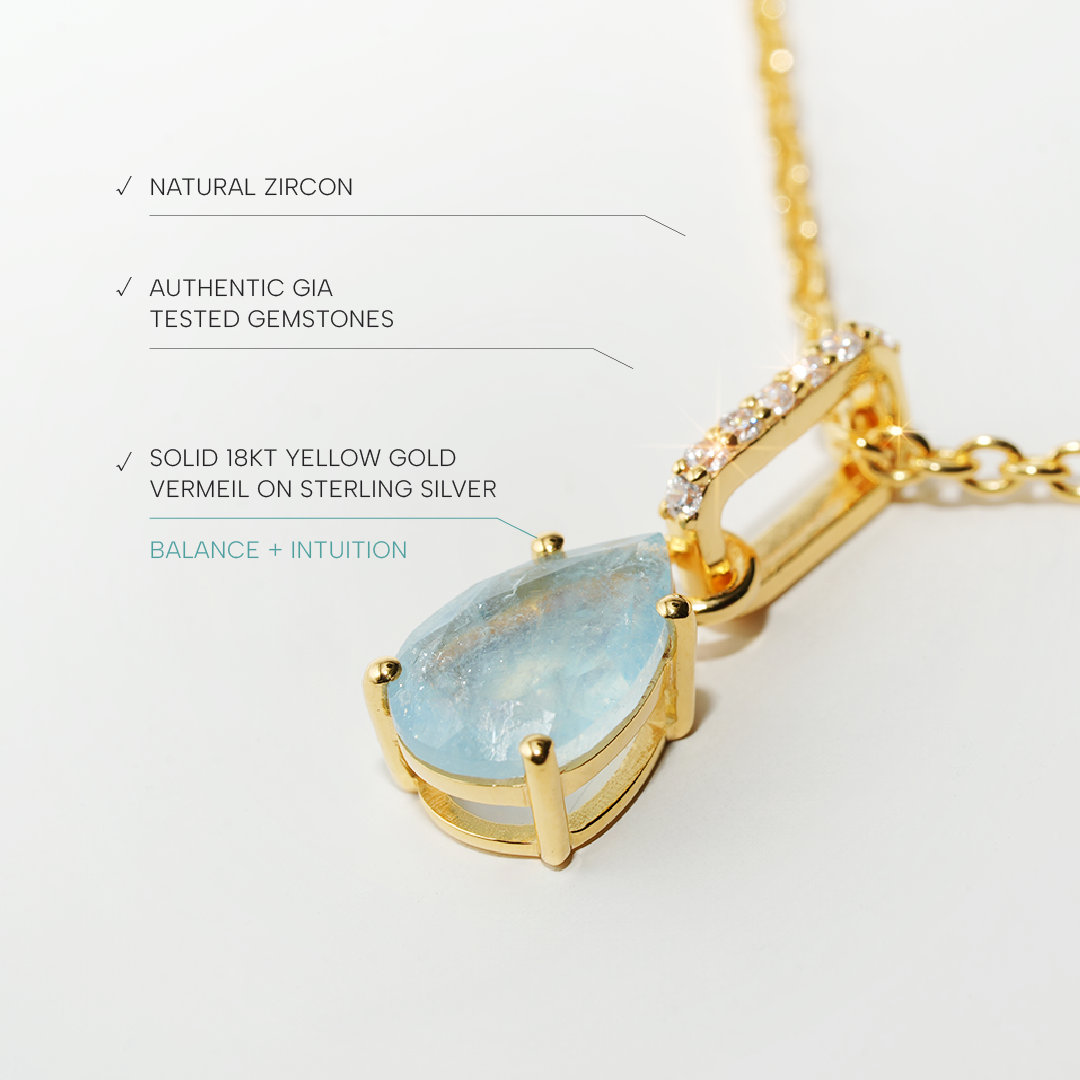 Aquamarine Necklace Spirit- Gold