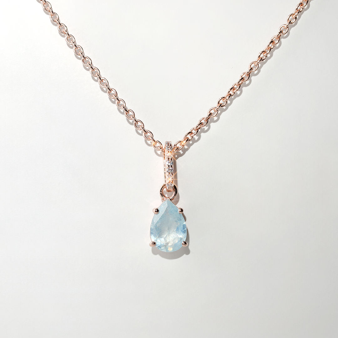Aquamarine Necklace Spirit-Rose Gold