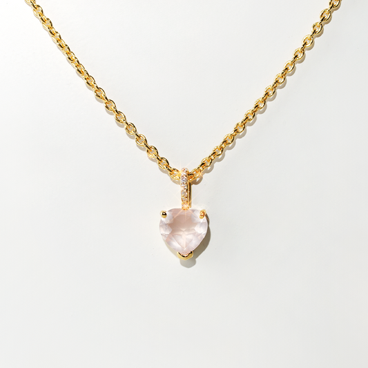 Rose Quartz Necklace Love - Gold