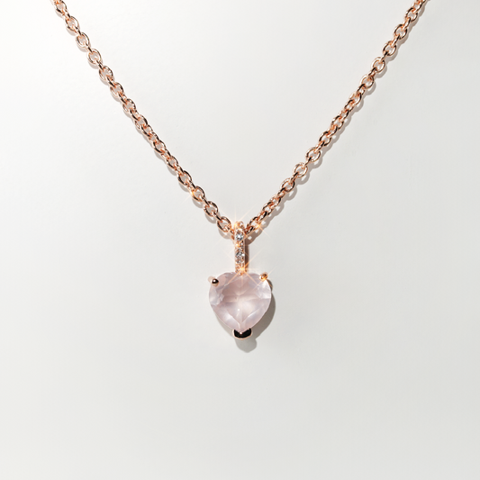 Rose Quartz Necklace Love - Rose Gold