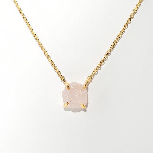 Rose Quartz Necklace Raw Radiance - Gold