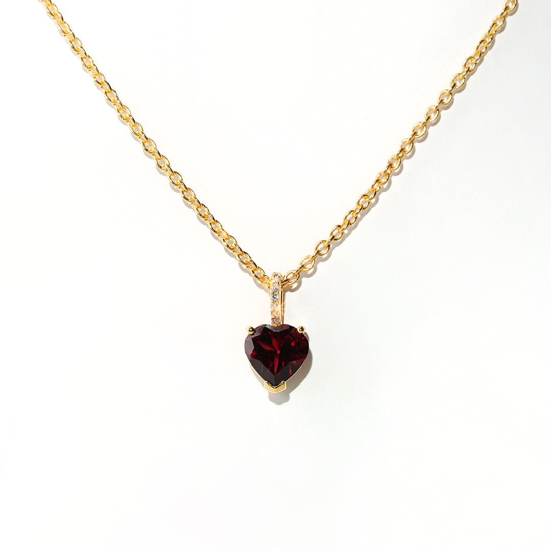 Garnet Necklace Love - Gold