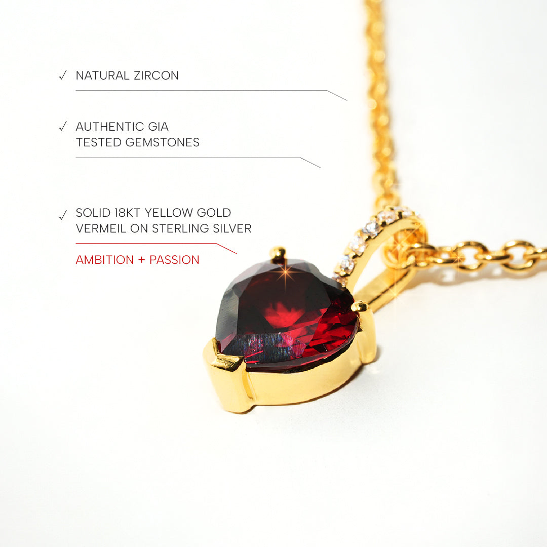 Garnet Necklace Love - Gold