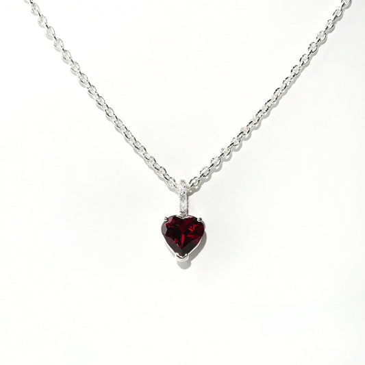 Garnet Necklace Love - Sterling Silver