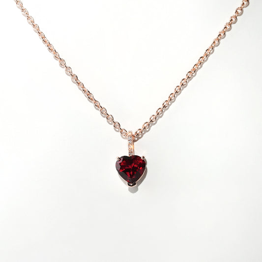 Garnet Necklace Love - Rose Gold