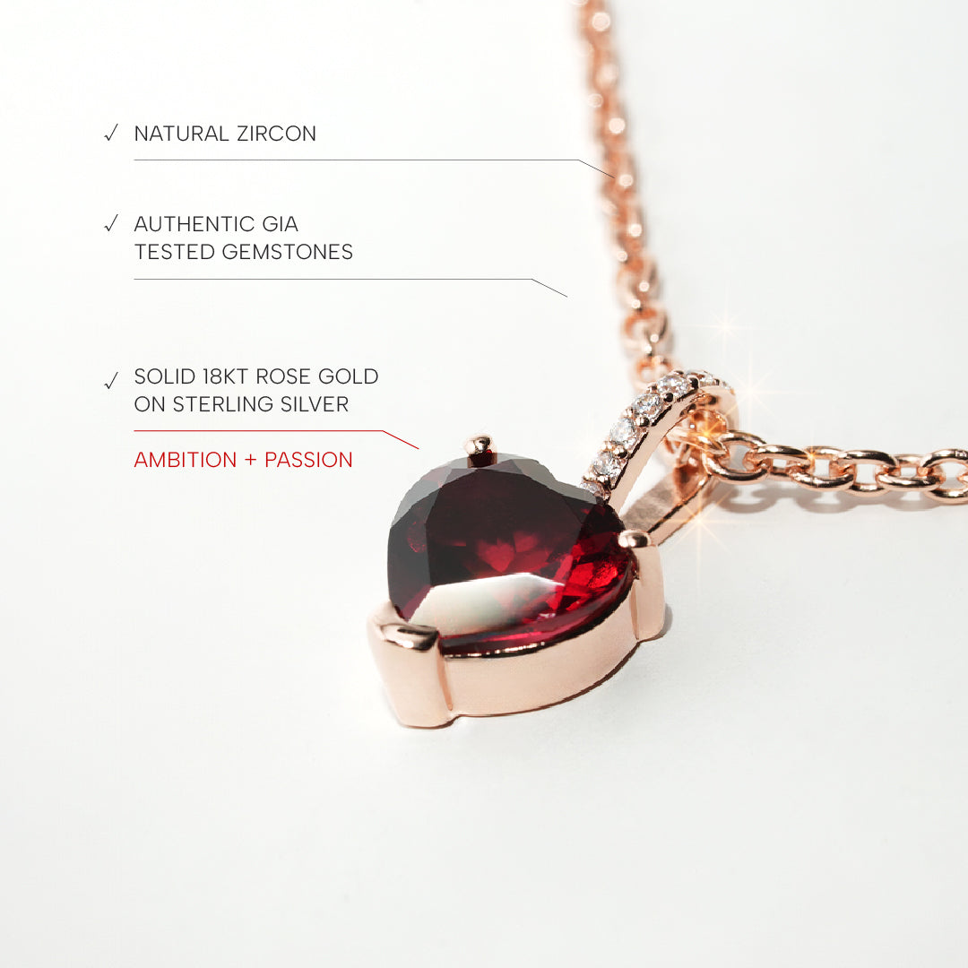 Garnet Necklace Love - Rose Gold