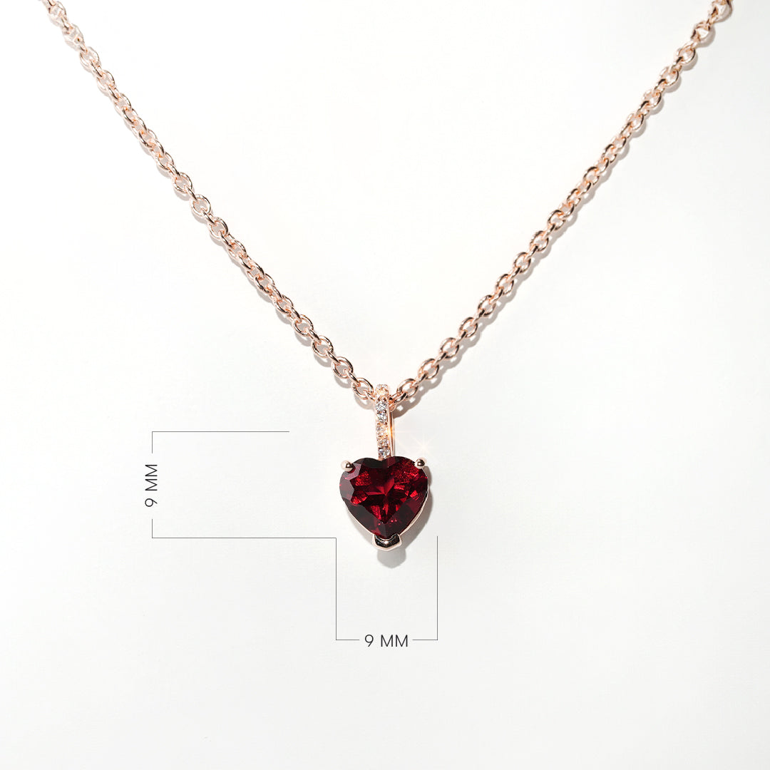 Garnet Necklace Love - Rose Gold