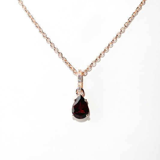 Garnet Necklace Spirit- Rose Gold