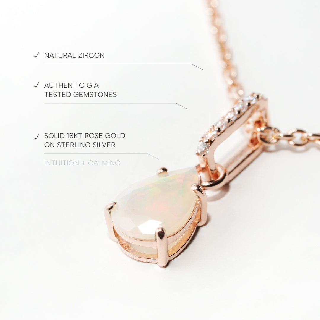 Ethiopian Opal Necklace Spirit- Rose Gold