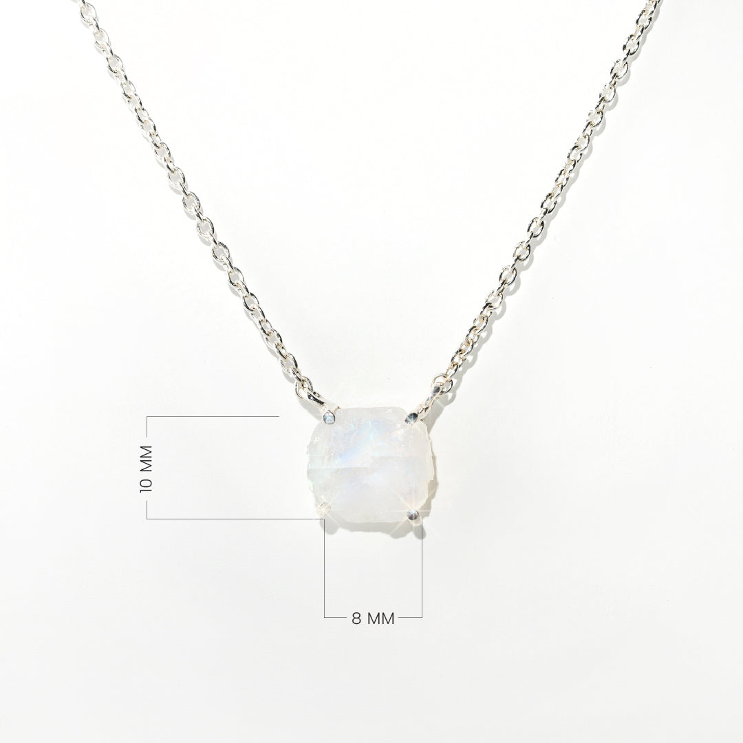 Moonstone Necklace Raw Radiance- Sterling Silver