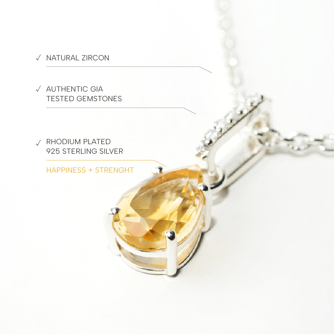 Citrine Necklace Spirit-  Sterling Silver