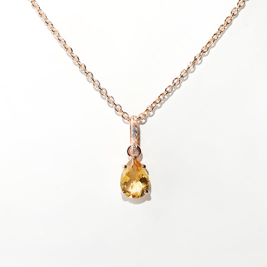 Citrine Necklace Spirit - Rose Gold