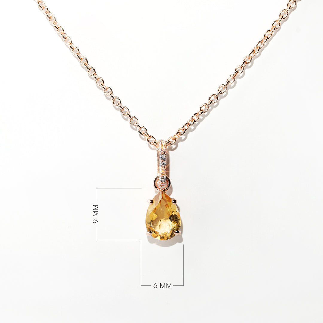 Citrine Necklace Spirit - Rose Gold