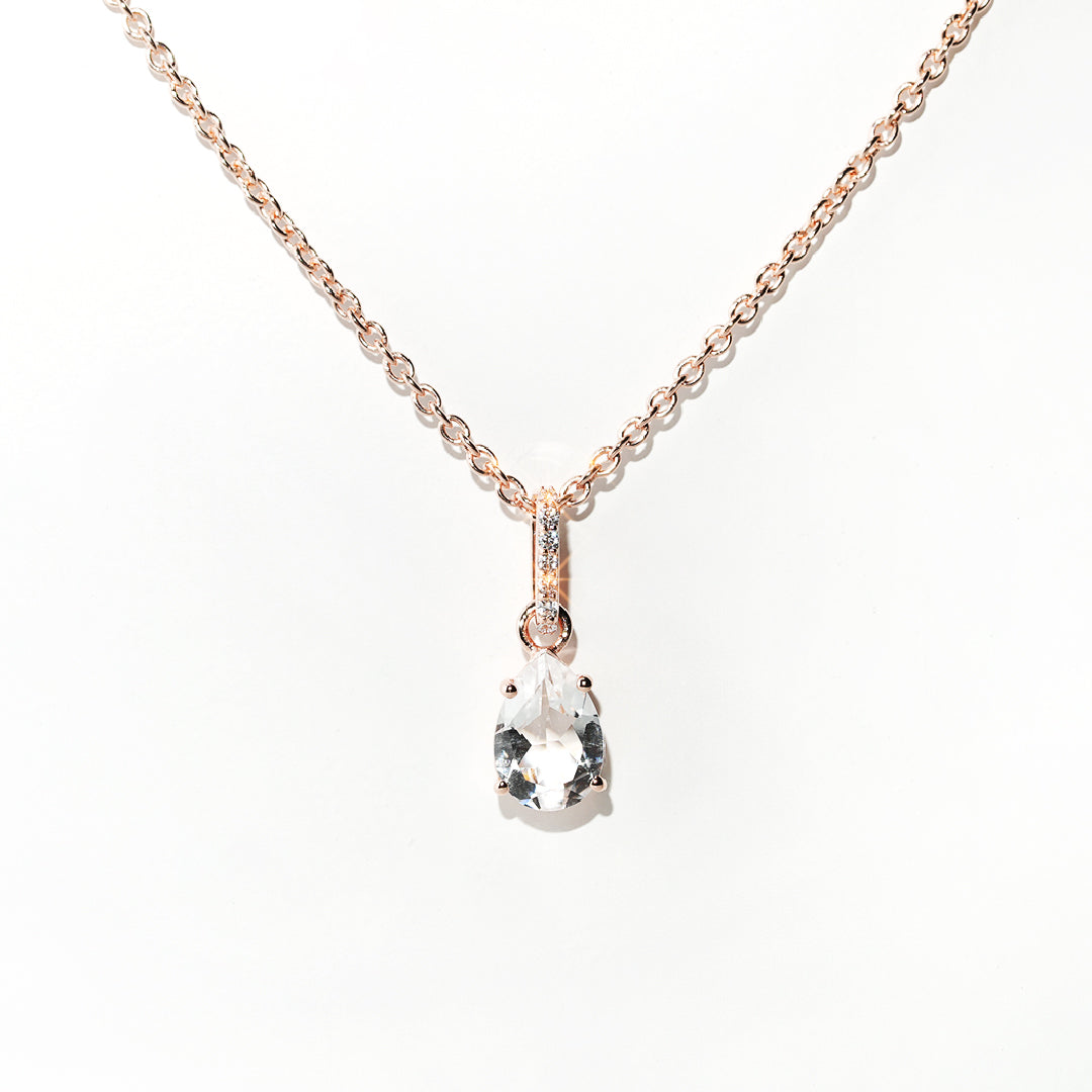 White Topaz Necklace Spirit - Rose Gold