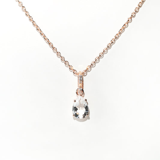 White Topaz Necklace Spirit - Rose Gold