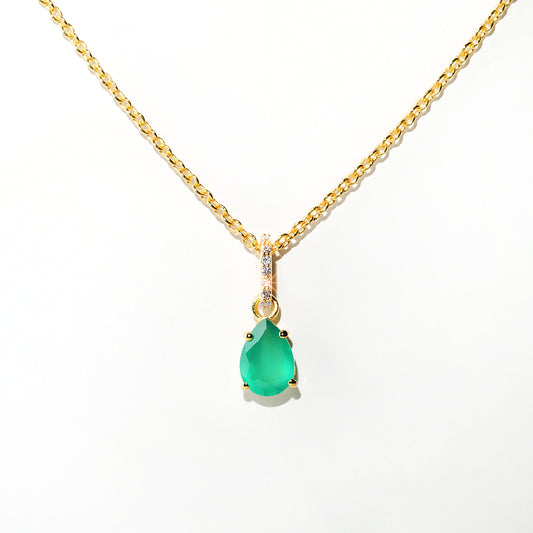 Green Onyx Necklace Spirit- Gold