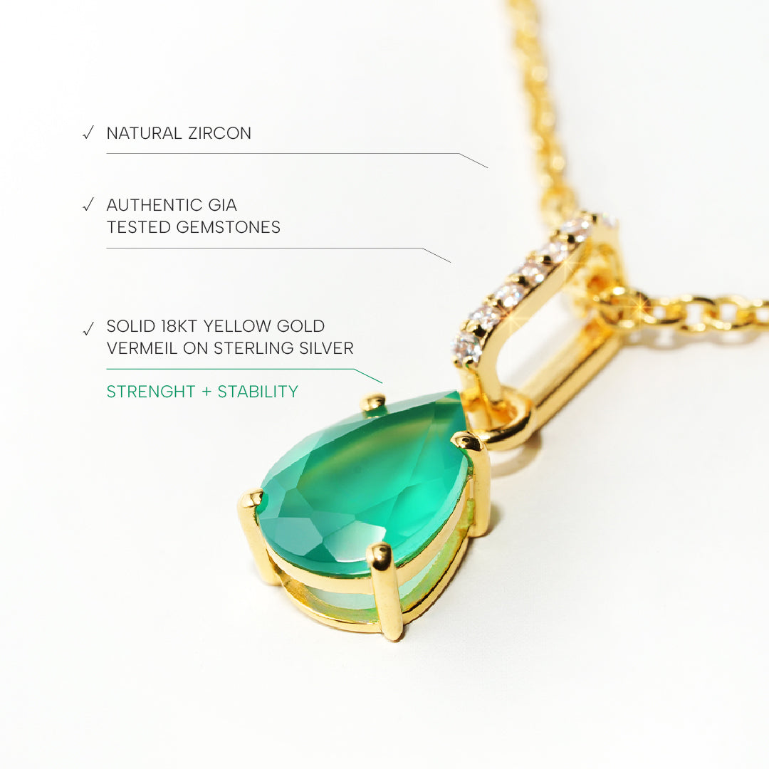 Green Onyx Necklace Spirit- Gold