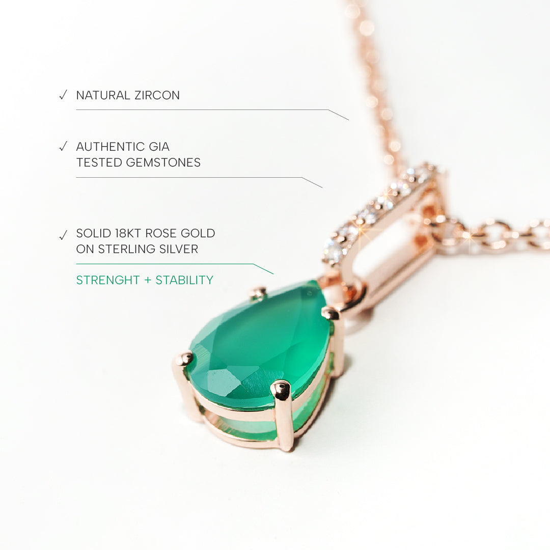 Green Onyx Necklace Spirit- Rose Gold